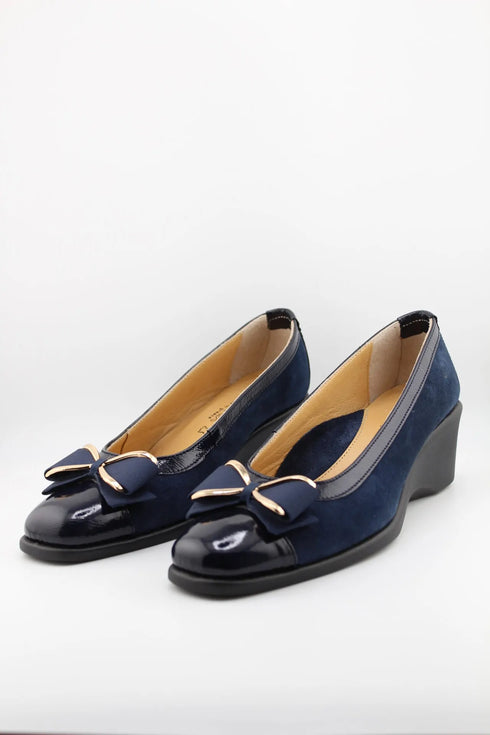 DFC Relax Wedge Heel Bow Accent Loafers